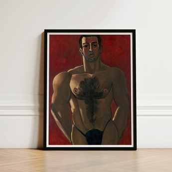 Framed Painting Muscular Man Dark Hair Blue Underwear Marsden Hartley, Greek Boxer, Painted, Madawaska, Final Maine Period, Fixing Lionel
