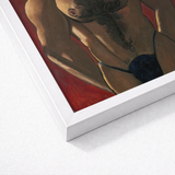 Framed Painting Muscular Figure Dark Blue Lingerie Vibrant Marsden Hartley, Greek Boxer, Painted, Madawaska, Final Maine Period, Fixing