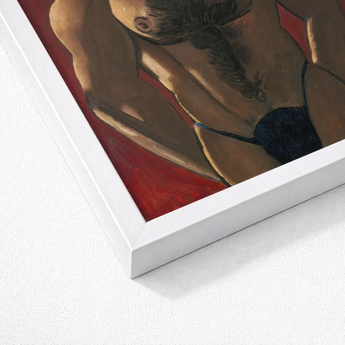 Framed Painting Muscular Figure Dark Blue Lingerie Vibrant Marsden Hartley, Greek Boxer, Painted, Madawaska, Final Maine Period, Fixing