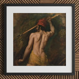 A Greek Slave - William Etty Art Print / Canvas Black-framed Artwork Classical Oil Painting Muscular Man Profile Homoerotic, Prints