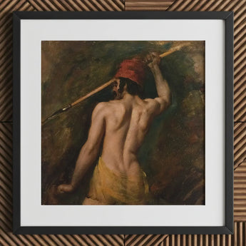 A Greek Slave - William Etty Art Print / Canvas Black-framed Artwork Classical Oil Painting Muscular Man Profile Homoerotic, Prints