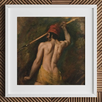 A Greek Slave - William Etty Art Print / Canvas Framed Oil Painting Muscular Man Profile Red Hat Homoerotic, Prints