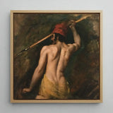 A Greek Slave - William Etty Art Print / Canvas Square-framed Oil Painting Muscular Man Profile Red Hat Homoerotic, Prints