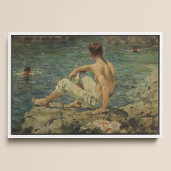 Green and Gold - Henry Scott Tuke Art Print / Canvas, 18x12’’ / 46x31cm / White Frame, Posters Prints & Visual Artwork, Toby Leon