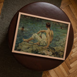 Green and Gold - Henry Scott Tuke Art Print / Canvas Framed Painting Nude Male Figure Rocks Water Figures Transposes, Seaside, Fleeting