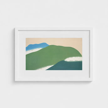 Green Mountains - Kamisaka Sekka Art Print / Canvas White-framed Abstract Landscape Layered Blue Beige, Horizon Surrenders, Celadon Surging
