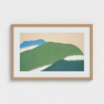 Green Mountains - Kamisaka Sekka Art Print / Canvas Minimalist Framed Abstract Hills Soft, Horizon Surrenders, Celadon Surging Prints