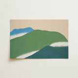Green Mountains - Kamisaka Sekka Art Print / Canvas Abstract Landscape Painting Layered Hills Muted Teal, Horizon Surrenders, Celadon