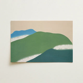 Green Mountains - Kamisaka Sekka Art Print / Canvas Abstract Landscape Painting Layered Hills Muted Teal, Horizon Surrenders, Celadon