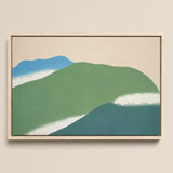 Green Mountains - Kamisaka Sekka Art Print / Canvas Minimalist Abstract Landscape Painting Light Wood Frame Layered, Horizon Surrenders,