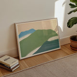 Green Mountains - Kamisaka Sekka Art Print / Canvas Minimalist Framed Abstract Blue Mountain, Horizon Surrenders, Celadon Surging Prints