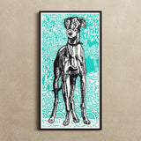 Greyhound - Moriz Jung Lithograph Dog Art Print / Canvas Black White Illustration Slender Dog Greyhound Whippet Turquoise Moriz Jung