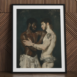 Gripped - Stampa d'arte di culturisti gay neoclassici / Tela, 24x32’’ / 61x81cm / Cornice nera / Passe-partout, Poster, stampe e opere d'arte visiva,