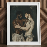 Gripped - Stampa d'arte di culturisti gay neoclassici / Tela, 24x32’’ / 61x81cm / Cornice bianca / Passe-partout, Poster, stampe e opere d'arte visiva,