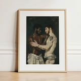 Gripped - Neoclassical Gay Bodybuilders Art Print / Canvas, 12x16’’ / 31x41cm / Natural Frame / Matboard, Posters Prints & Visual Artwork,
