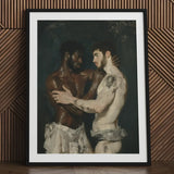 Gripped - Neoclassical Gay Bodybuilders Art Print / Canvas Black-framed Classical Oil Painting Two Muscular, Prints