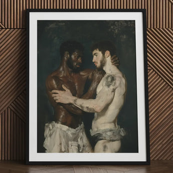 Gripped - Neoclassical Gay Bodybuilders Art Print / Canvas Black-framed Classical Oil Painting Two Muscular, Prints