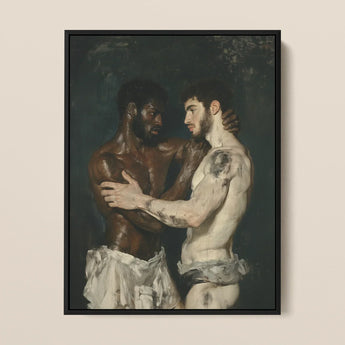 Gripped - Neoclassical Gay Bodybuilders Art Print / Canvas Black-framed Two Muscular Men Intimate Embrace, Prints