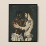 Gripped - Neoclassical Gay Bodybuilders Art Print / Canvas Black-framed Two Muscular Men Intimate Embrace, Prints