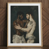 Gripped - Neoclassical Gay Bodybuilders Art Print / Canvas Framed Two Muscular Men Intimate Embrace, Prints
