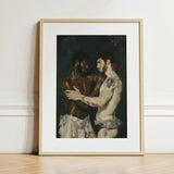 Gripped - Neoclassical Gay Bodybuilders Art Print / Canvas Framed Two Muscular Men Tender Embrace, Prints