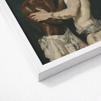 White Framed Art Print Classical Painting Two Muscular Neoclassical Gay Bodybuilders