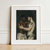 Gripped - Neoclassical Gay Bodybuilders Art Print / Canvas White-framed Classical-style Painting Two Muscular Men, Prints