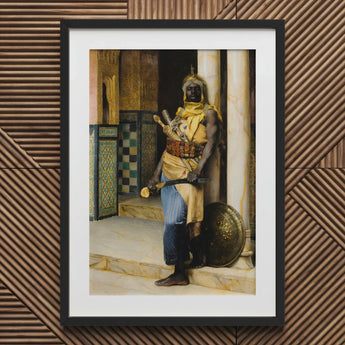Guarding the Palace - Ludwig Deutsch Orientalism Art Print / Canvas Black-framed Detailed Painting Armored Figure Ornate Deutsch’s, Prints