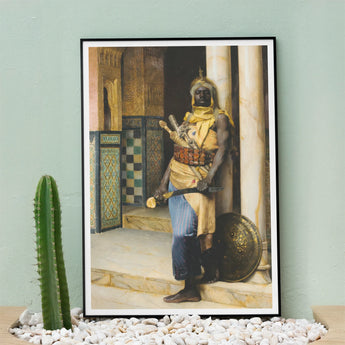 Guarding the Palace - Ludwig Deutsch Orientalism Art Print / Canvas Framed Artwork Nubian Guard Traditional Dress Armor Deutsch’s, Prints