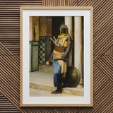 Guarding the Palace - Ludwig Deutsch Orientalism Art Print / Canvas Framed Art Print Light Wood Frame White Ornate Ludwig Deutsch’s