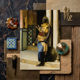 Guarding the Palace - Ludwig Deutsch Orientalism Art Print / Canvas Framed Painting Dark-skinned Warrior Ornate Golden Armor Yellow