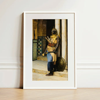 Guarding the Palace - Ludwig Deutsch Orientalism Art Print / Canvas White-framed Historical Figure Ornate Golden Yellow Deutsch’s, Prints