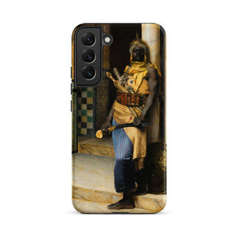 Guarding the Palace - Ludwig Deutsch Phone Case Samsung Galaxy S22 Plus / Matte Phone Case Detailed Painting Black Warrior Ornate Golden