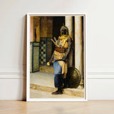 Guarding the Palace - Ludwig Deutsch Orientalism Art Print / Canvas Framed Artwork Historical Figure Ornate Golden Yellow Attire Deutsch’s,