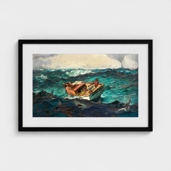 Gulf Stream - Winslow Homer American Realism Art Print / Canvas Framed Painting Boat Turbulent Deep Teal Ocean Waves Homer’s, Prints