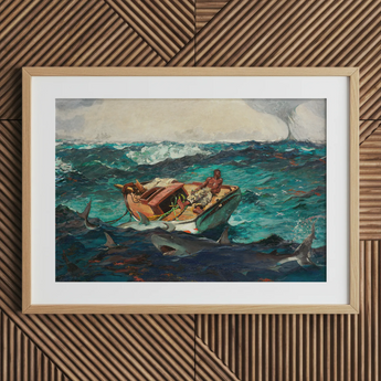 Gulf Stream - Winslow Homer American Realism Art Print / Canvas Framed Painting Man Boat Sharks Amidst Turbulent Turquoise Winslow Homer’s