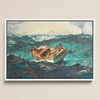 Gulf Stream - Winslow Homer American Realism Art Print / Canvas Framed Painting Man Boat Turbulent Teal Blue Ocean Winslow Homer’s Gulf