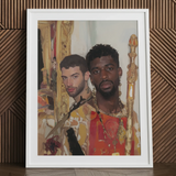 Hadrian & Antinous - Schwules interraciales Paar Kunstdruck / Leinwand, 24x32’’ / 61x81cm / Weißer Rahmen / Passepartout, Poster Drucke visuelle Kunstwerke,