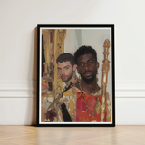 Framed Portrait Two Men Ornate Regal Attire Gold Gay Interracial Couple, Art, Antinous Stand