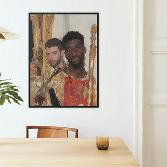Hadrian & Antinous - Gay Interracial Couple Art Print / Canvas Framed Painting Two Men Ornate Gold-accented Attire Rich, Stand Prints