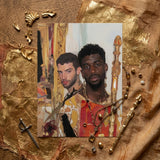 Hadrian & Antinous - Gay Interracial Couple Art Print / Canvas Gold Ornate Dagger Silver Hilt Detailed Blade Textured Gay Interracial