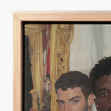 Light Wood-framed Canvas Print Painted Portrait Rich Gold Gay Interracial Couple, Art, Antinous Stand
