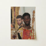 Hadrian & Antinous - Gay Interracial Couple Art Print / Canvas Vibrant Oil Painting Two Men Ornate Gold-accented Attire, Stand Prints