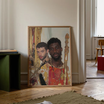 Hadrian & Antinous - Schwules interraciales Paar Kunstdruck / Leinwand, Poster Drucke visuelle Kunstwerke, Toby Leon