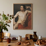 Half Painted Figure - William-adolphe Bouguereau Art Print / Canvas Framed Classical Portrait Nude Male Figure Draped Red Bouguereau’s