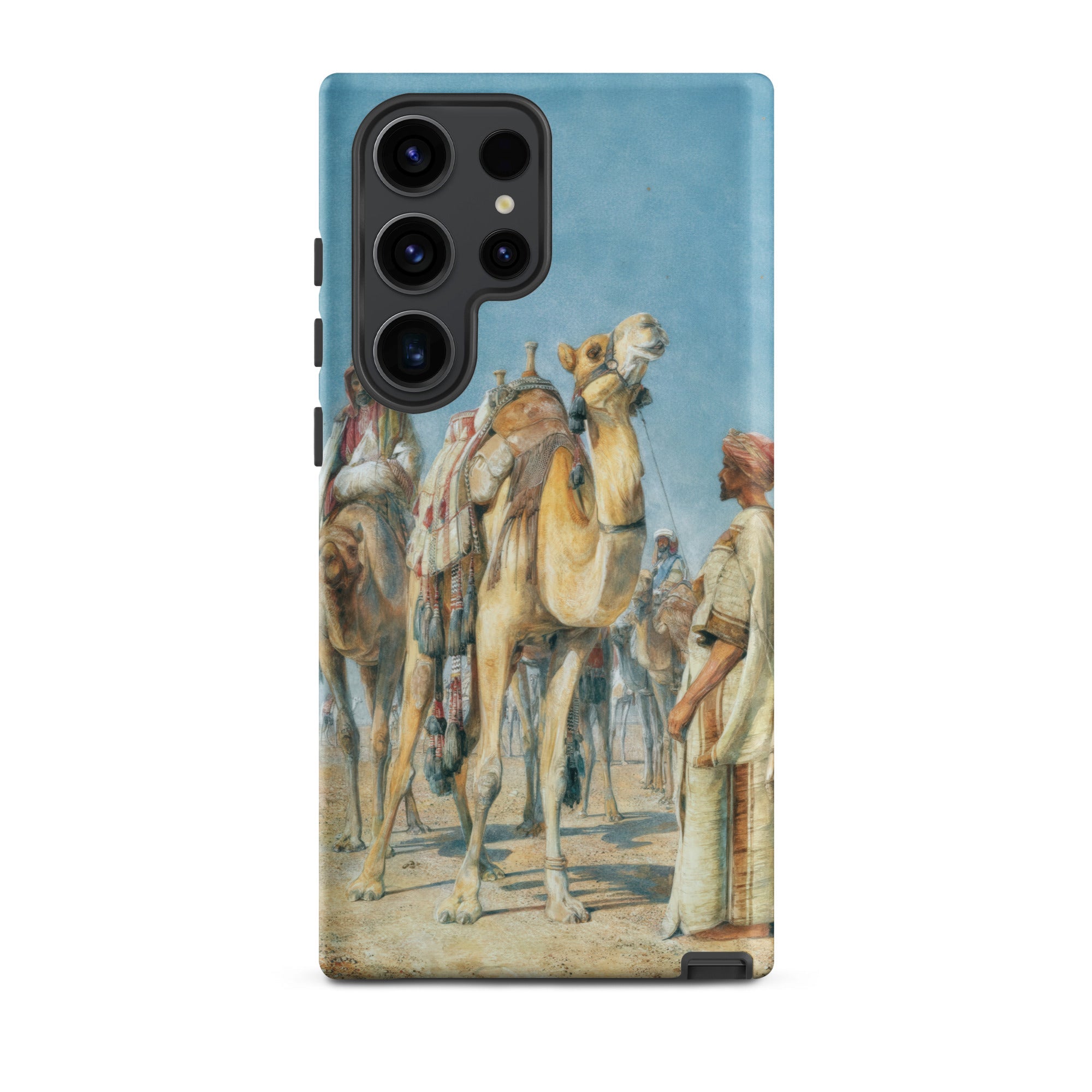 Halt in the Desert John Frederick Lewis Samsung Case, Galaxy S23 Ultra / Matte, Blue Smartphone Case Desert Scene Camels People