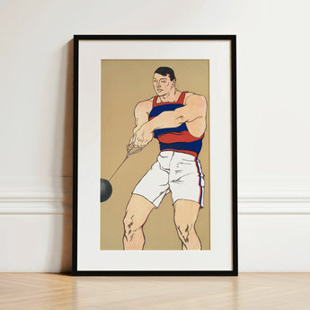 Hammer Throw - Edward Penfield Art Print / Canvas, 12x18’’ / 31x46cm / Black Frame / Matboard, Posters Prints & Visual Artwork, Toby Leon