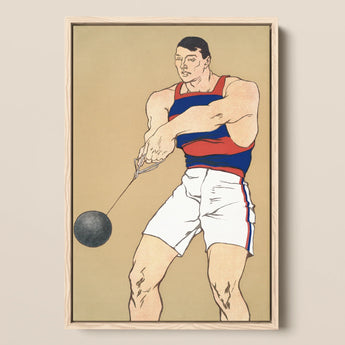 Hammer Throw - Edward Penfield Art Print / Canvas, 12x18’’ / 31x46cm / Natural Frame, Posters Prints & Visual Artwork, Toby Leon
