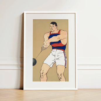 Hammer Throw - Edward Penfield Art Print / Canvas, 12x18’’ / 31x46cm / White Frame / Matboard, Posters Prints & Visual Artwork, Toby Leon