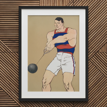 Hammer Throw - Edward Penfield Art Print / Canvas, 20x30’’ / 51x76cm / Black Frame / Matboard, Posters Prints & Visual Artwork, Toby Leon